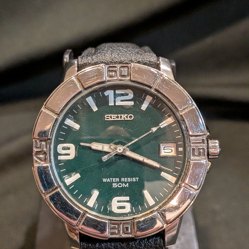 Seiko Emerald Dial with Silver Bezel Watch